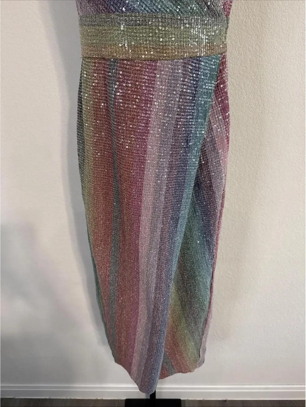 SAYLOR Rainbow Meghan Sequin Mini Dress Spaghetti Straps - MED **FLAWED** - Picture 4 of 13